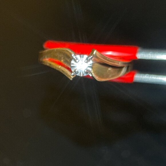 10K Gold Single Diamond Band Ring - Picture 6 of 10